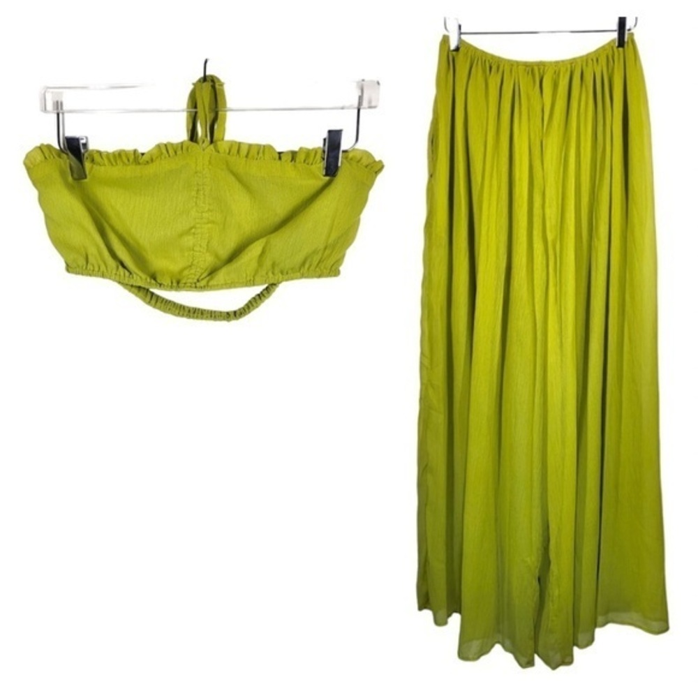NEW Lilly’s Kloset Palazzo Pants Strapless Halter Tie Top Set in Green